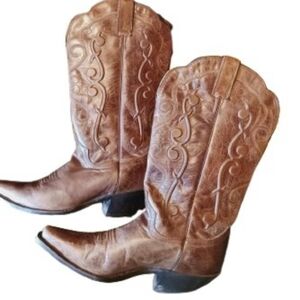 womens size 9 western real leather brown cowboy  Justin boots